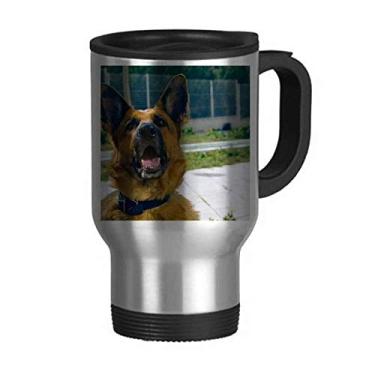 Imagem de Bonita caneca de viagem para fotografia de cachorro com tampa flip em aço inoxidável copo de carro copo térmico