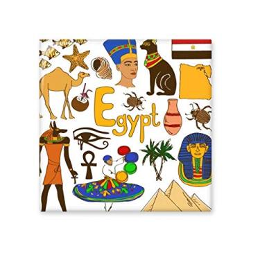 Imagem de Azulejo de cerâmica com a bandeira nacional do Egito Landscap Adesivo brilhante de tijolos esmaltados