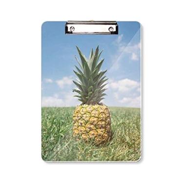 Imagem de Quadro de prancheta com imagem de abacaxi e frutas tropicais frescas A4