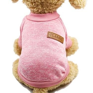 Imagem de aibushishou Suéter clássico de tricô para cães (G, rosa)