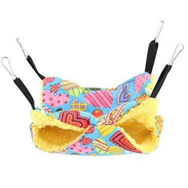 Imagem de 【 】 Hamster Hamster, cama suspensa quente, rede de dois decks para cama de animais de estimação (2020 cm, coração de pêssego)