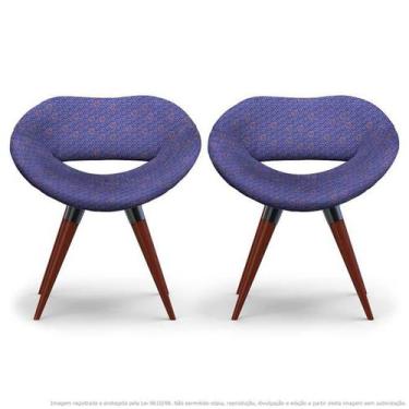 Imagem de Kit 2 Cadeiras Beijo Colmeia Rosa E Lilás Poltrona Decorativa Com Base