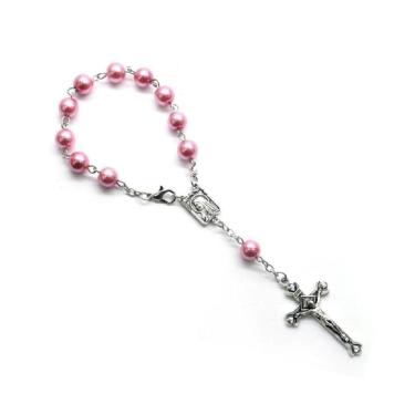 Imagem de Rosários De Batismo De Dedo De Pérola Contas Religiosas De 11 Orações Missangas Cruzadas Favor De Batismo Para Mulheres Homens