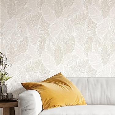 Imagem de Papel de Parede Texturizado Adesivo Lavável Folhas Claras