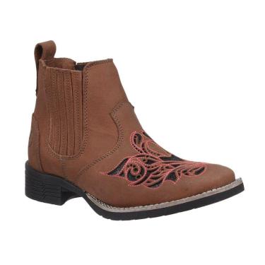 Imagem de Botina Feminina com Bico Quadrado Marrom Cow Way 33085