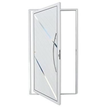 Imagem de Porta de Alumínio Pivotante Lambril 210x120cm com Puxador Duna Super Brimak Branco