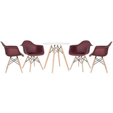 Imagem de Loft7 Home Decor, Kit Mesa Eames 70 cm + 4 Cadeiras Eames DAW - Marrom
