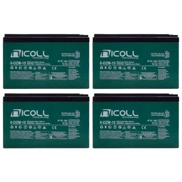 Imagem de Bateria Para Bicicleta Elétrica Kit Com 4 Ciclo Profundo 12V 15Ah 6-Dzm-15 Nicoll