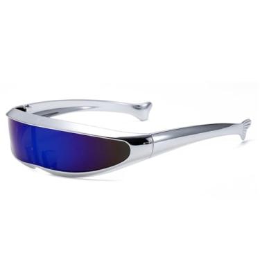 Imagem de Óculos de sol galvanizados espelhados de uma peça, feminino, masculino, steampunk, rave, festa, uv400,4, tamanho único