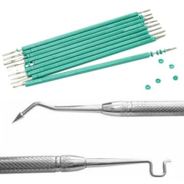 Imagem de Liga Borrachinha Aparelho Ortodôntico Dental 100 Un. (01 Palitinho) + 01 Aplicador (Verde Perolado + Aplicador)