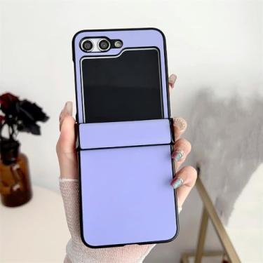 Imagem de Para samsung galaxy z flip 5 capa de couro de luxo cor sólida para samsung zflip 4 3 5 flip4 5g ultra capa traseira, roxo, para samsung z flip 4