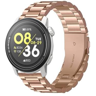 Imagem de Compatível com pulseiras COROS PACE 3, pulseira de substituição de metal de aço inoxidável Lamshaw de 22 mm, masculina e feminina, compatível com smartwatch COROS PACE 3/APEX 2 Pro/APEX Pro / APEX 46 mm (22 mm para PACE 3/APEX 2 Pro/APEX Pro/APEX 46 mm, ouro rosa)