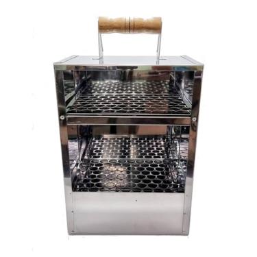 Imagem de Churrasqueira Queijo Coalho Inox Praia Camping 2 Grelhas