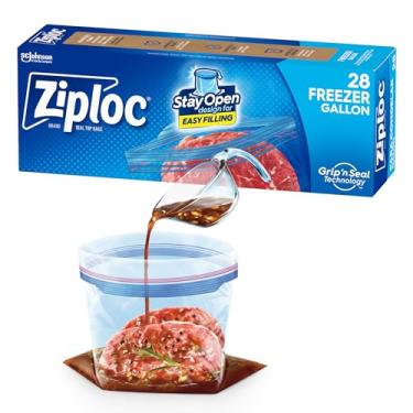 Imagem de Ziploc Sacos Reutilizáveis para Congelador com Tecnologia Grip 'n Seal, Vedação Tripla, Azul, 28 Unidades, 72 Litros, Sem BPA