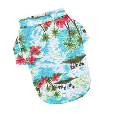 Imagem de GANAZONO Conjuntos Chapéu de palha para animais de estimação roupa pet roupinha pet roupas de cachorro de verão vestido de resort chapéus camisa havaiana verão de estimação jeitoso Havaí