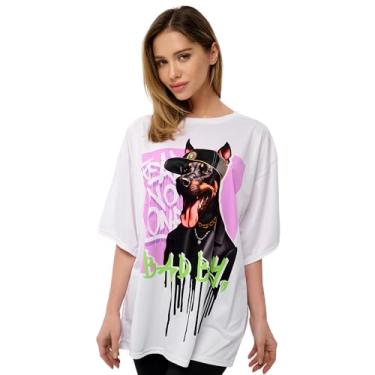 Imagem de Bona Fide Camiseta feminina - Camiseta grande Dangerous Kiss - Tamanho único, Camiseta grande Bad Boy, Tamanho Único