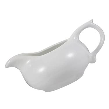Imagem de GRIRIW balde molho leite mini jarra xícara xícara chá dispensador xarope pode molho cerâmica molheira cerâmica condimento bule branco