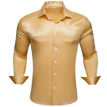 Imagem de Camisas masculinas de seda de designer de cetim roxo liso liso manga longa slim blusa masculina casual formal respirável, 0516, M