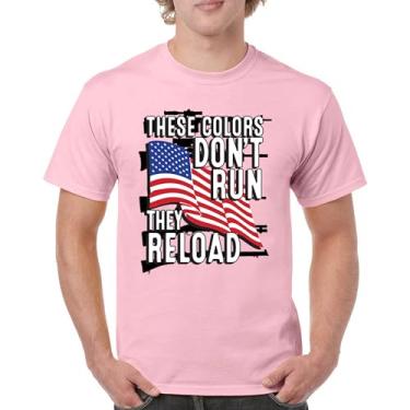 Imagem de Camiseta masculina These Colors Don't Run They Reload 2nd Amendment 2A Don't Tread on Me Second Right Bandeira Americana, Rosa claro, P