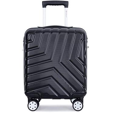 Imagem de Travelhouse Mala de Viagem Rígida Bagagem de Mão de 40,64 cm com Rodas Giratórias Silenciosas Universais, Trava TSA, Preta, Carry On 16” Suitcase