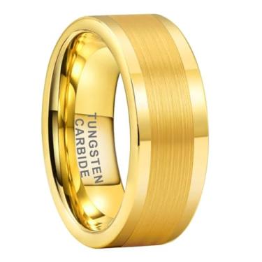 Imagem de TUTISS Anéis de tungstênio de 8 mm prata/preto/gunmetal/ouro para homens e mulheres, alianças de casamento de noivado, fosco polido, corte de tubo, ajuste confortável, Metal não precioso, Sem pedra