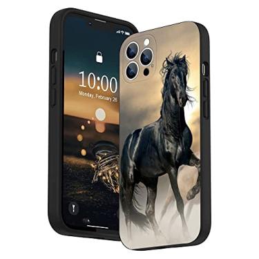 Imagem de Capa compatível com iPhone 14 Pro, capa de TPU fina à prova de choque de cavalo animal preto com proteção contra quedas para homens e mulheres