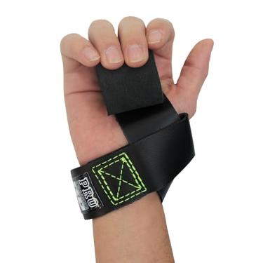 Imagem de Strap Fita Couro Lpo Treino Academia Musculação Haltere Pro Trainer (Preto com costura Verde)