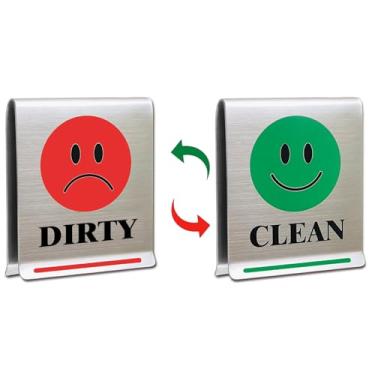 Imagem de Placa suja limpa para lava-louças, sem ímã, indicador interno de aço inoxidável, placa reversível para máquina de lavar louça pendurada dentro da máquina de lavar louça