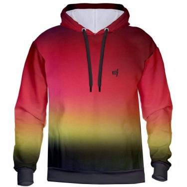 Imagem de Blusa de Frio Feminina Masculina Moletom Degrade Com Capuz Confortável Bolsos Laterais-Unissex