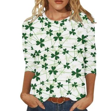 Imagem de Camiseta feminina de São Patrício Shamrock Lucky camisetas túnica verde festival irlandês, Azul-celeste, 5G
