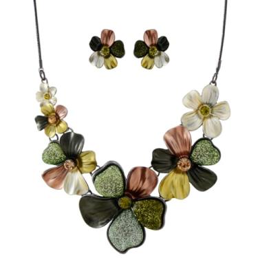 Imagem de Mycitta Conjunto de joias volumosas vintage retrô flor de folha floral geométrico boêmio boho babador colar conjunto de brincos moda bijuteria para mulheres meninas festa de casamento formatura presente exclusivo, Resina Zinco, Zircônia cúbica