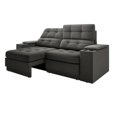 Imagem de Sofá com Usb Retrátil e Reclinável Eureka 1,70m - Cinza