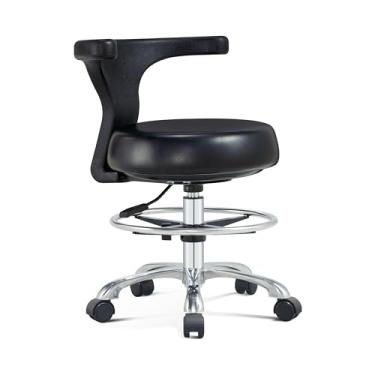 Imagem de Cadeira ergonômica para escritório em casa – Cadeira giratória ajustável e confortável com suporte lombar, anel de pé e rodízios para desenho, computador, hospital, clínica, higiene dental, casa