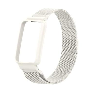 Imagem de NSmart - Kit Pulseira magnética + CASE NSmart em aço inoxidável compatíveis com Redmi Watch 2 Lite/Mi Watch 2 Lite/Redmi Watch 3 (MI Watch 2 Lite, Branco)