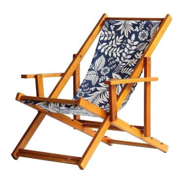 Imagem de Espreguiçadeira Preguiçosa Dobrável Mel Cb-folhas Brancas