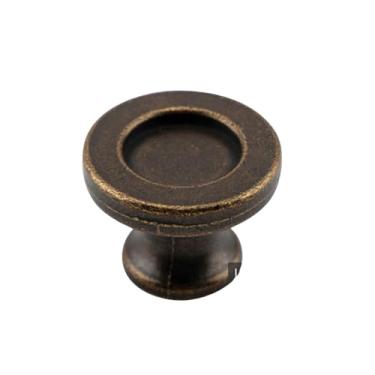 Imagem de Hardware para móveis estilo pastoral retrô redondo alça de furo único liga de zinco maçaneta da gaveta da porta do armário, 8114