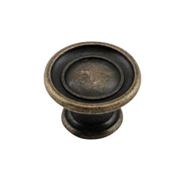 Imagem de Hardware para móveis estilo pastoral retrô redondo alça de furo único liga de zinco maçaneta da porta do armário maçaneta do armário, 8113, bronze