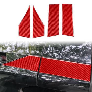 Imagem de 4 peças teto solar panorâmico lateral do teto do carro preto e vermelho cor fibra de carbono decoração compatível com chevrolet corvette c8 2020-2024 acessórios para carro(Red Carbon Fiber)