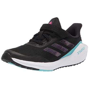 Imagem de adidas Tênis de corrida infantil unissex EQ21, Preto/Rosa Choque/Aqua (elástico), 12.5 Little Kid