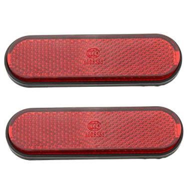 Imagem de LUORNG 2 peças refletor de pedal de bicicleta adesivo dupla face 101 x 30 mm vermelho tipo elíptico noturno pedal de aviso de segurança folha reflexiva