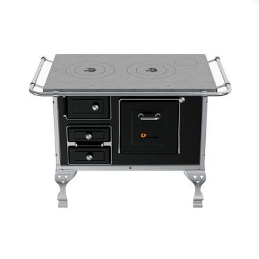 Imagem de Fogão a Lenha N1 2 Bocas Saída Chaminé a Direita Petrycoski - Preto