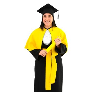 Imagem de Beca Formatura + Capelo + Jabô + Faixa + Canudo+ Capa Ombro (Amarelo, Infantil 02)