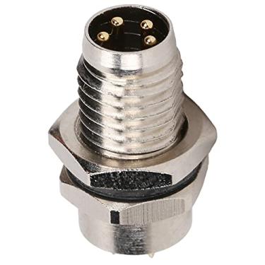 Imagem de YWBL-WH M8-F1-P4 Soquete de Agulha 4Pin M8 Painel Conector de Fio de Metal Conector de Fio de Metal IP67 Placa Traseira Montada Vedação de Resina Epóxi, Conector Industrial
