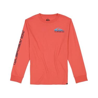 Imagem de Quiksilver Camiseta com logotipo de manga comprida para meninos, Omni coral temperado, GG