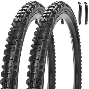 Imagem de SIMEIQI Pacote com 2 Pneus de Bicicleta de 66 cm 26 x 1,95 - Preto - Adequados para Substituição em Mountain Beach Cruiser