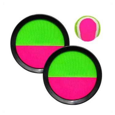 Imagem de Kit 2 Raquetes tiras autocolantes + Bola Esporte Infantil Pais Filhos 