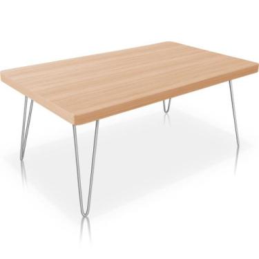 Imagem de Mesa de Centro Dublin Retangular em Aço e MDF Clean - Prata e Jade - G