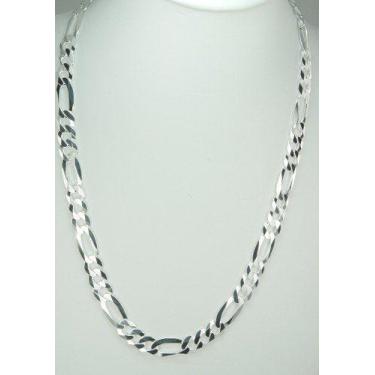 Imagem de Corrente Cordão Masculino Figaro Elos 3 Em 1 8mm Prata 925 - RD Magazi