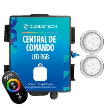 Imagem de Kit 2 Refletor LED Piscina RGB 9W Inox + Central Touch - Iluctron, Ros