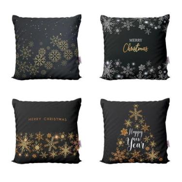 Imagem de Kit 4 Capas de Almofadas Decoração de Natal Para Sofá 40x40 - Novadeco